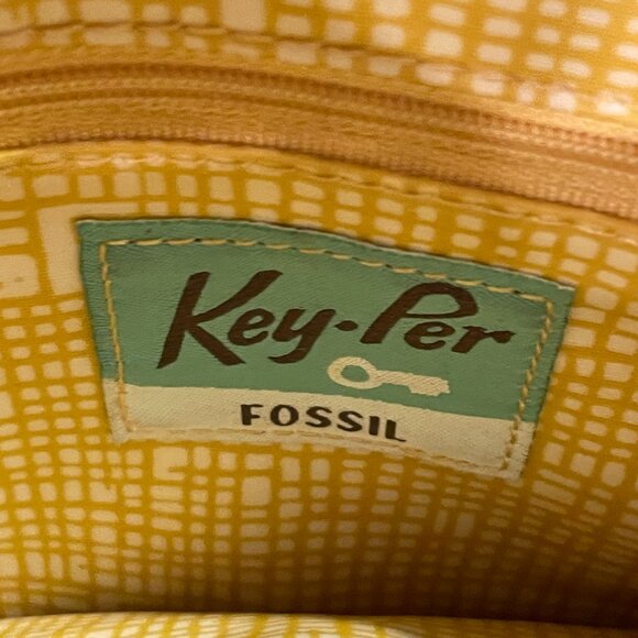 FOSSIL "Key-Per" Coated Canvas Crossbody Vintage Handbag Pockets, Multi "Stripe" - Picture 7 of 9